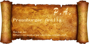 Pressburger Anilla névjegykártya